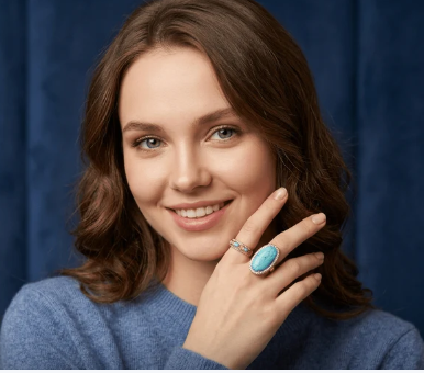 Turquoise Oval Crystal Statement Ring