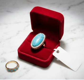 Turquoise Oval Crystal Statement Ring