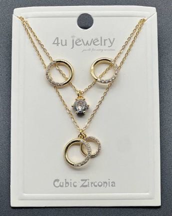 Double Ring Sparkle Pendant Set