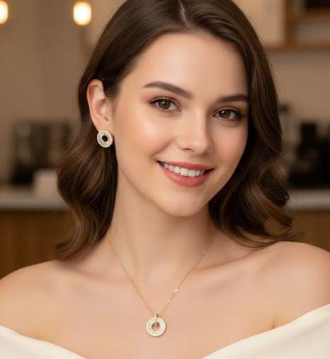 Radiant Circle Halo CZ Pendant Set