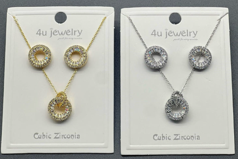 Radiant Circle Halo CZ Pendant Set