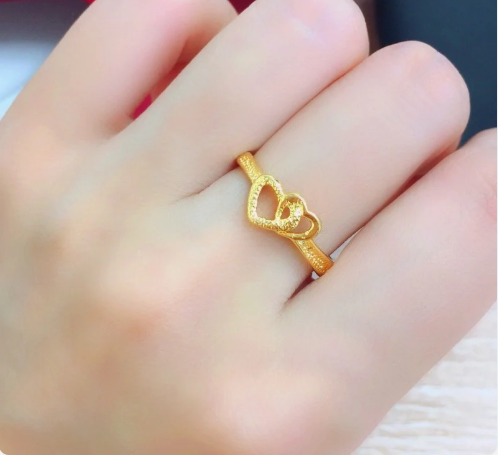 Gold Plated Retro Heart Ring