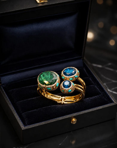 Luxury Gemstone Bypass Bangles