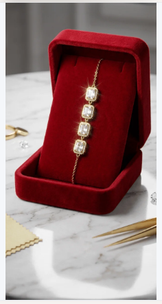 Square Crystal Link Adjustable Bracelet