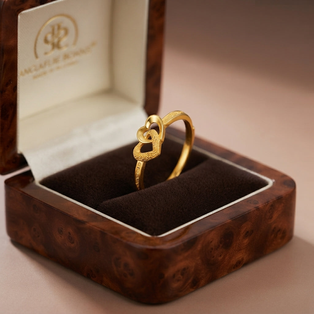 Gold Plated Retro Heart Ring