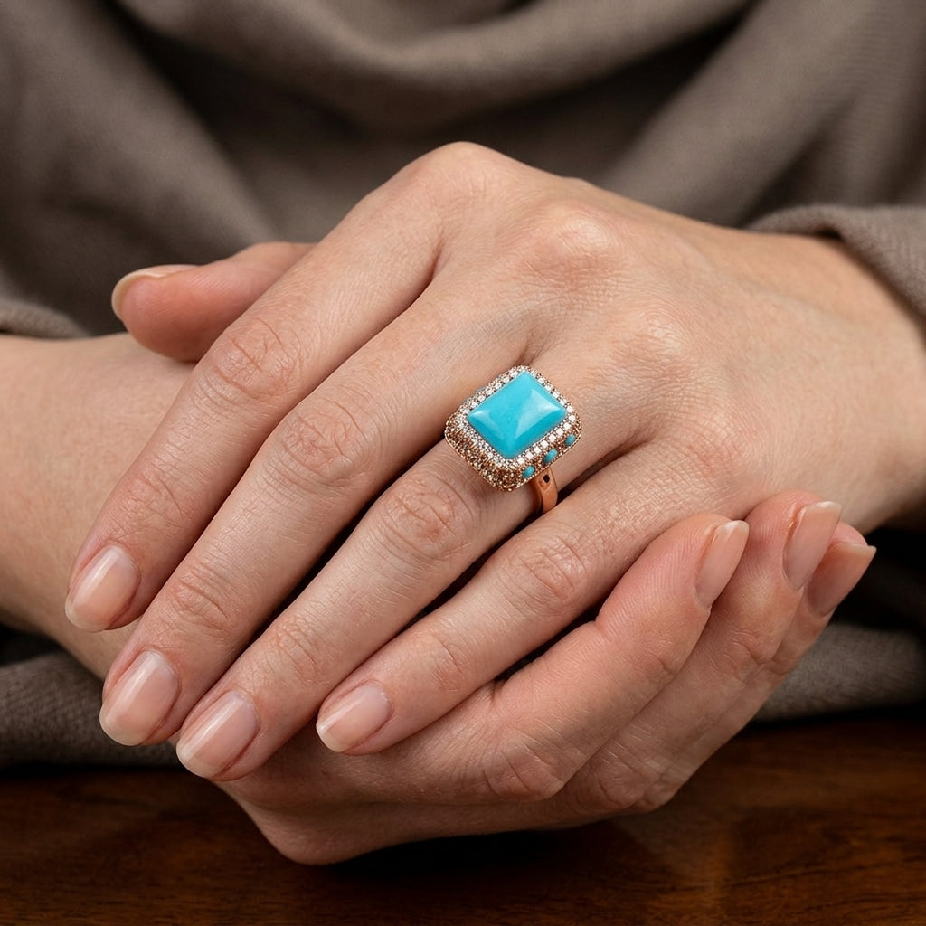 Rectangular Crystal Statement Ring