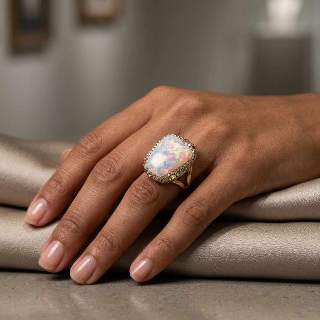Opal Crystal Statement Ring