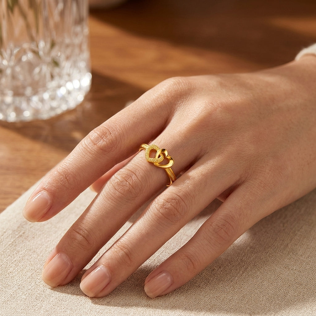 Gold Plated Retro Heart Ring