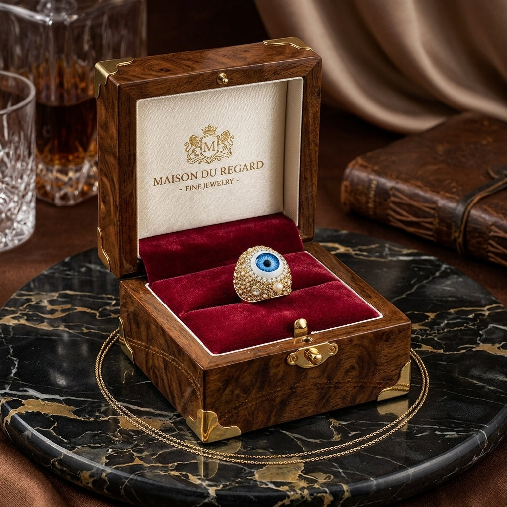 Evil Eye Crystal Statement Ring