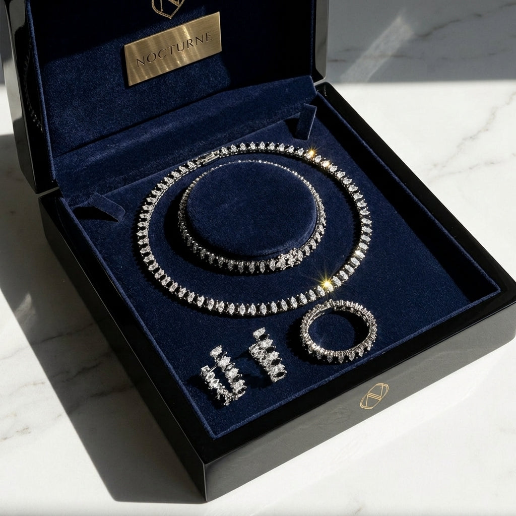 Classic White Crystal Marquise Cut Jewelry Set
