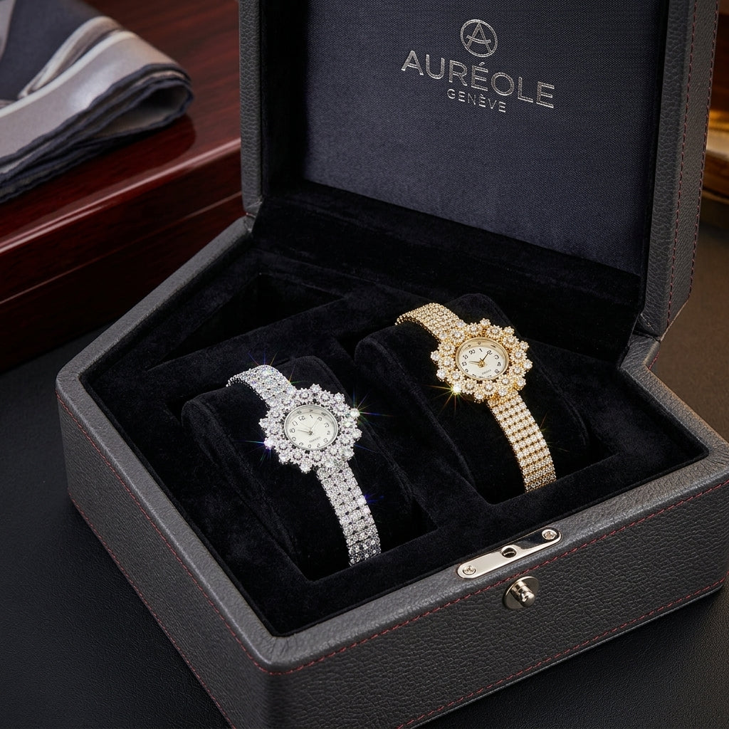 Elegant Pearl Halo Watch