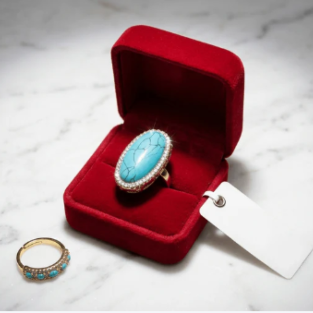 Turquoise Oval Crystal Statement Ring