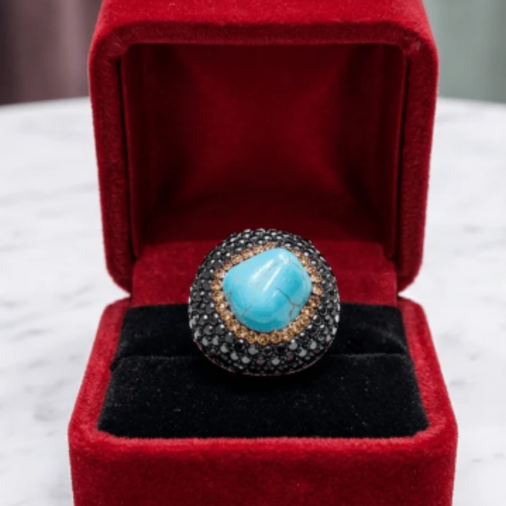 Turquoise Crystal Dome Statement Ring