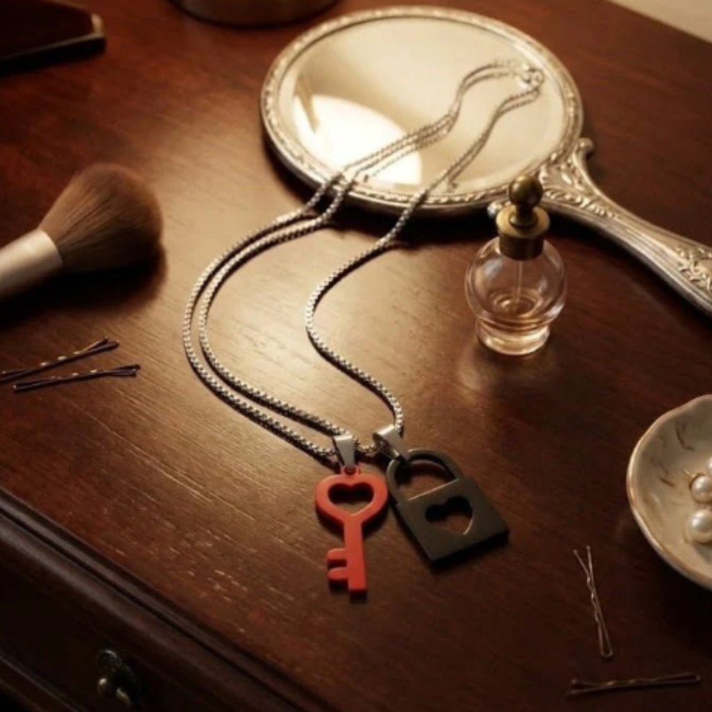 Key & Lock Pendant Necklace Set
