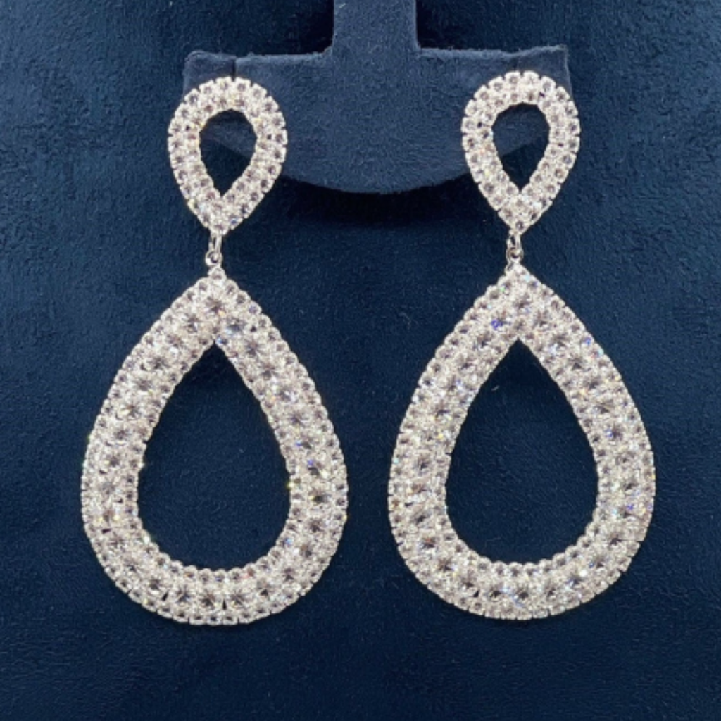 Teardrop Halo Crystal Earrings
