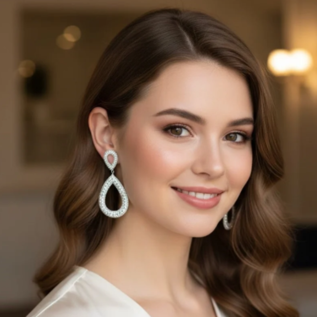 Teardrop Halo Crystal Earrings
