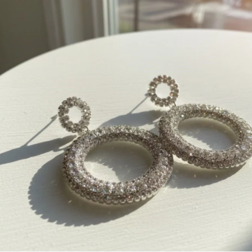 Classic Round Halo Crystal Earrings