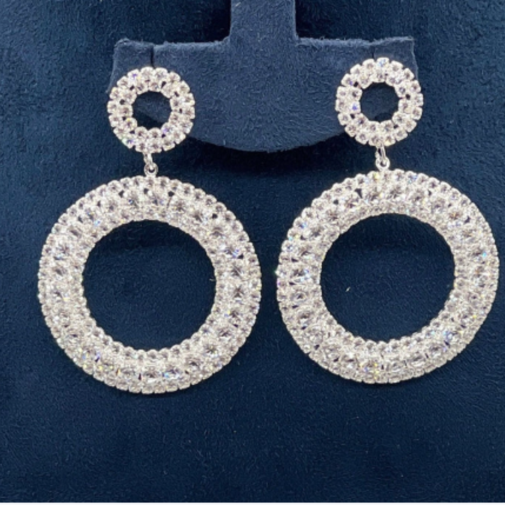 Classic Round Halo Crystal Earrings