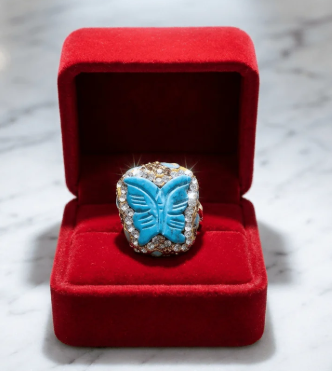 Butterfly Crystal Statement Ring