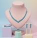 Turquoise V-Cut Crystal Jewelry Set