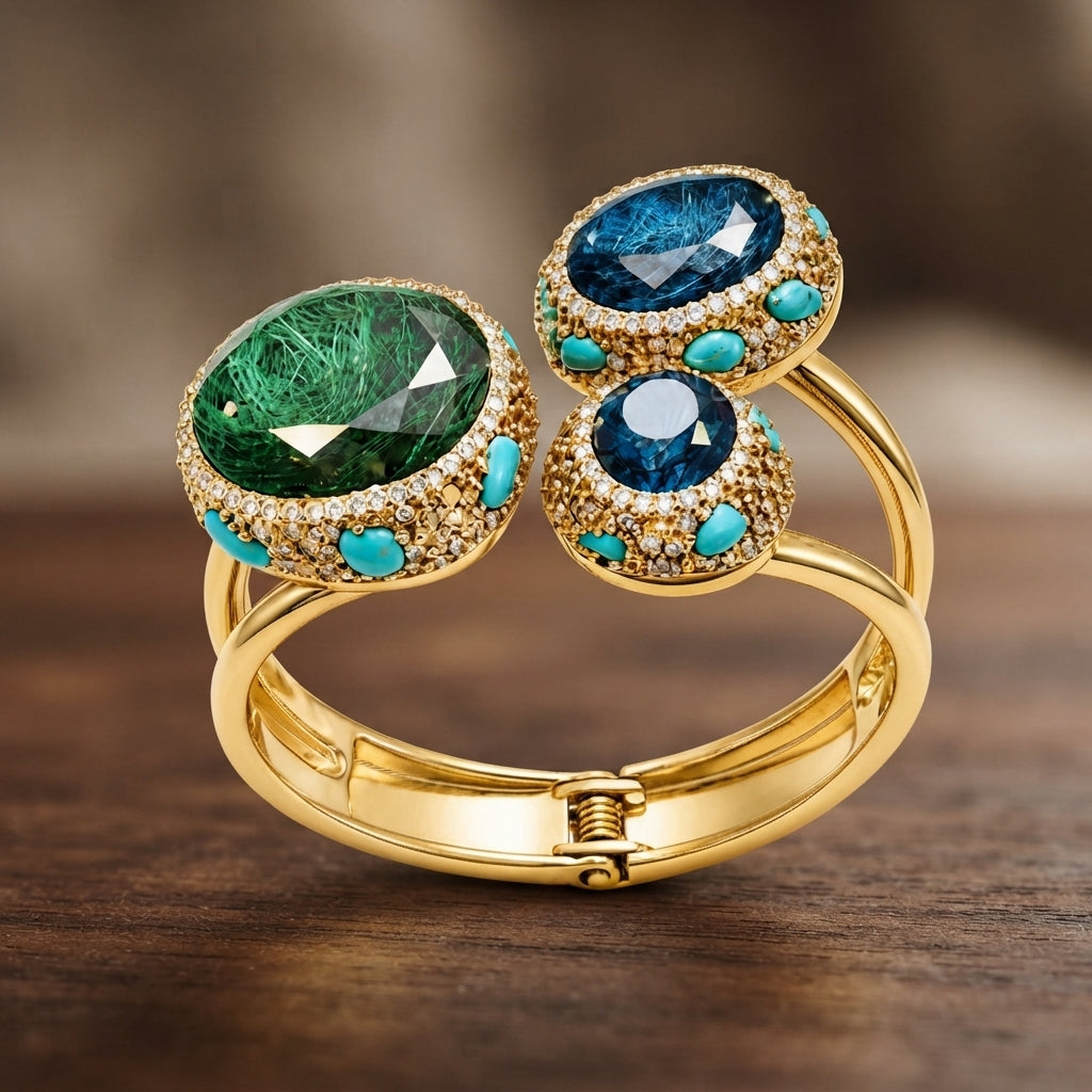 Luxury Gemstone Bypass Bangles