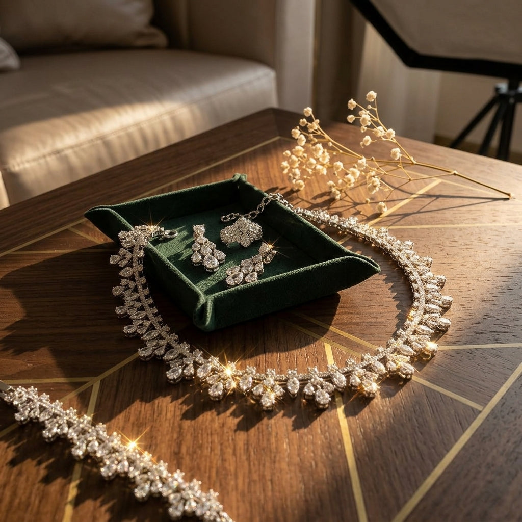 Woman Stylish Silver Jewelry Set