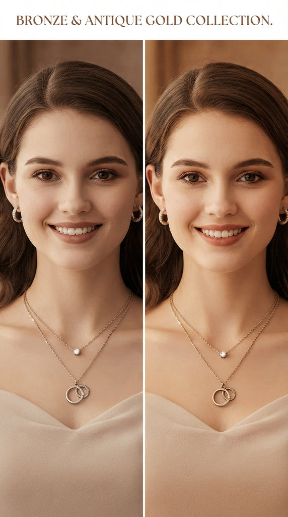 Double Ring Sparkle Pendant Set