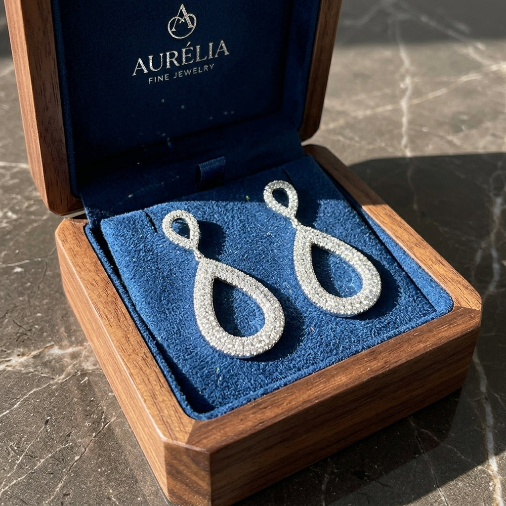 Teardrop Halo Crystal Earrings