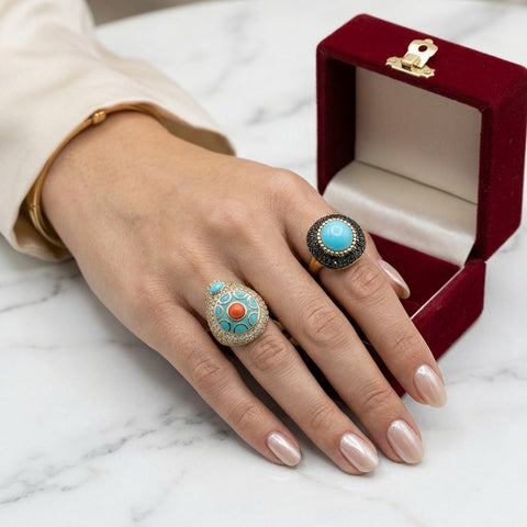 Crystal Embellished Teardrop Statement Ring