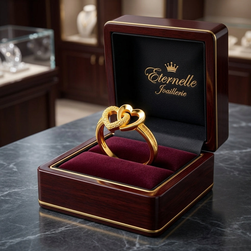 Gold Plated Retro Heart Ring