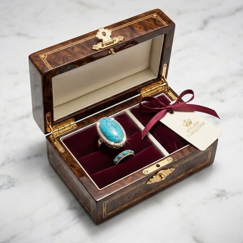 Turquoise Oval Crystal Statement Ring