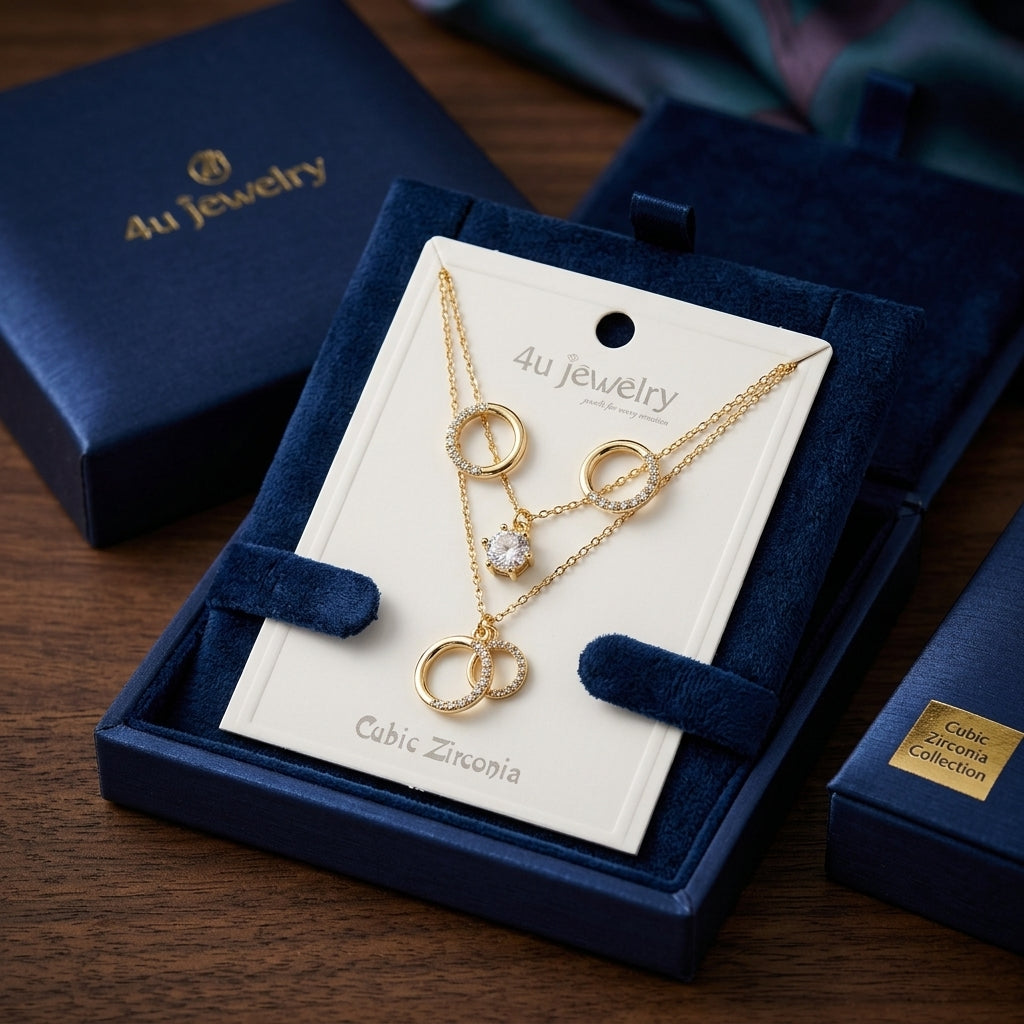 Double Ring Sparkle Pendant Set