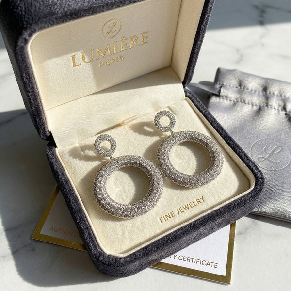 Classic Round Halo Crystal Earrings