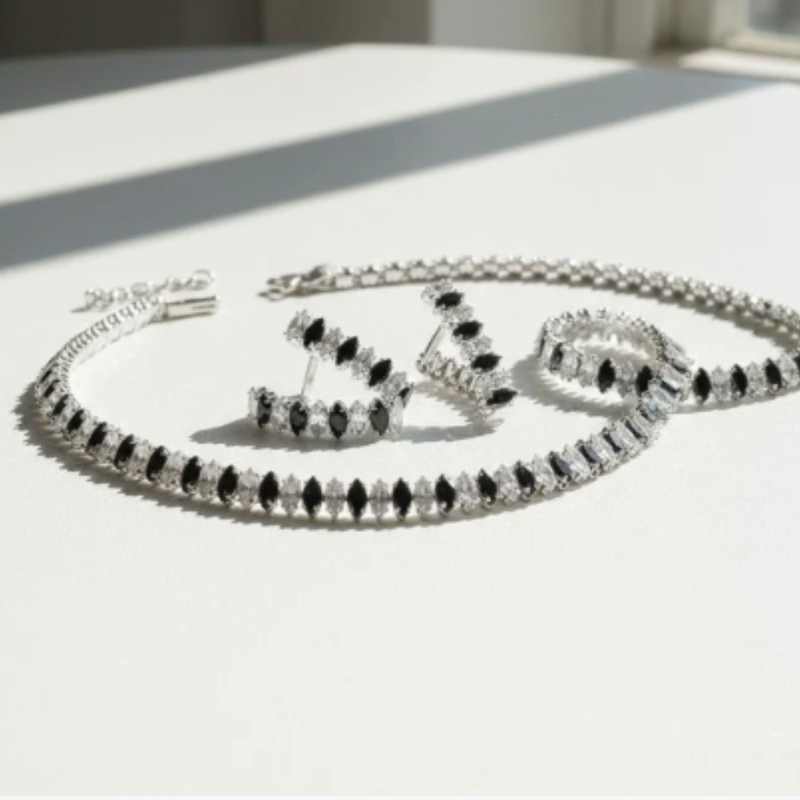 Classic White Crystal Marquise Cut Jewelry Set
